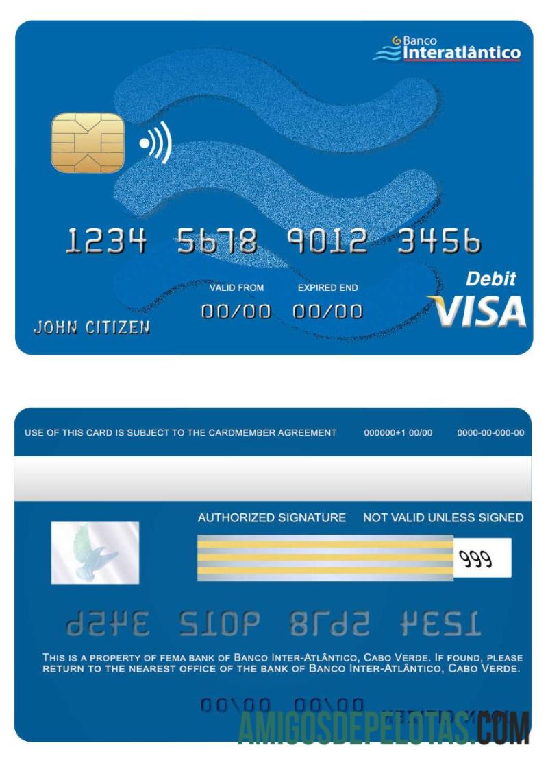 Cabo Verde Banco Inter Atlântico Bank Visa Card amostra